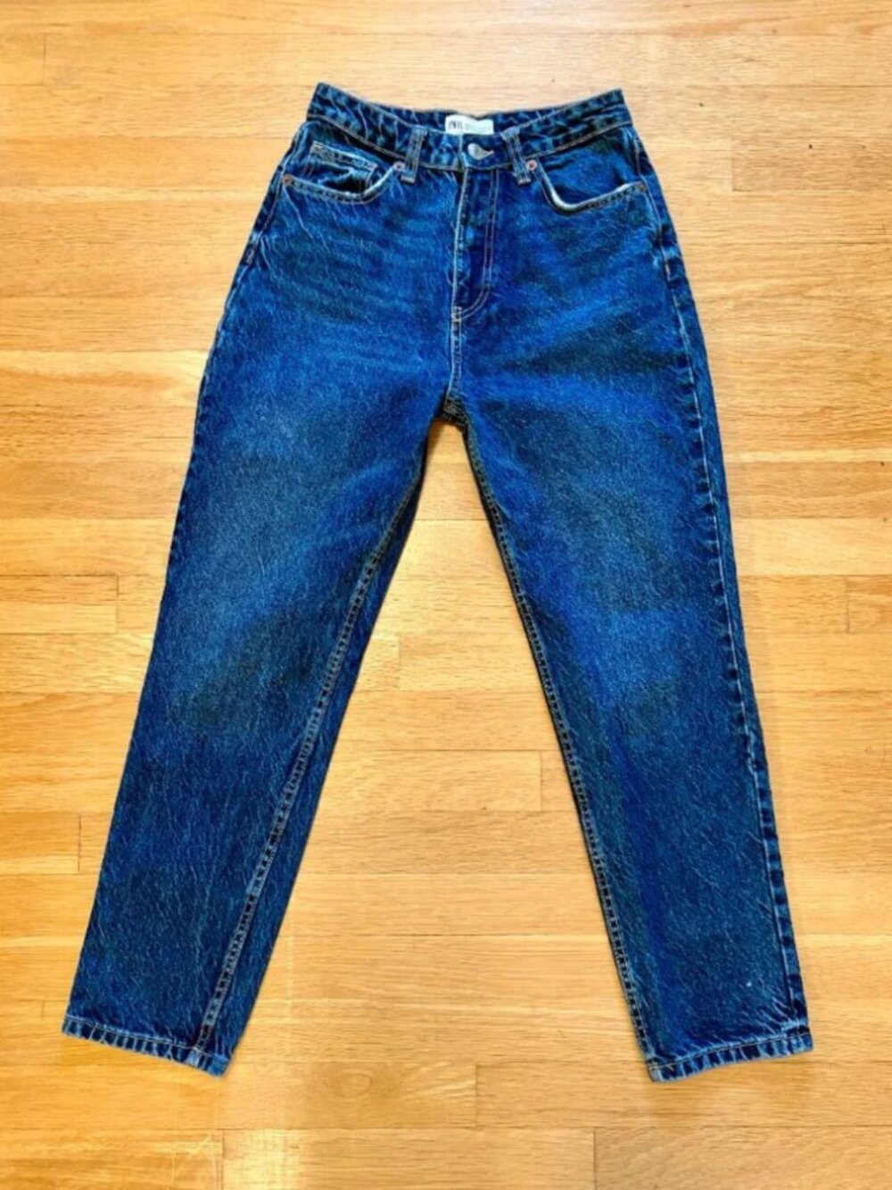 Zara Classic Dark Wash Straight Leg Jeans - size 4 - Picture 7 of 7